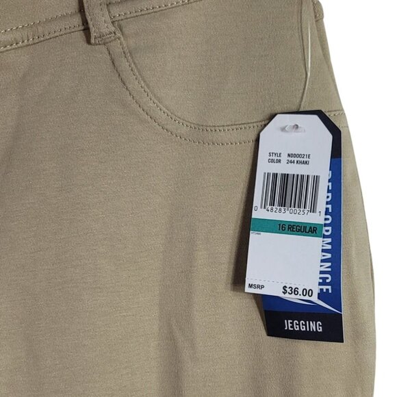 Nautica School Uniform Jeggings Khaki SZ 16 Pants Flat Front Pull On Pockets NWT - Picture 7 of 7